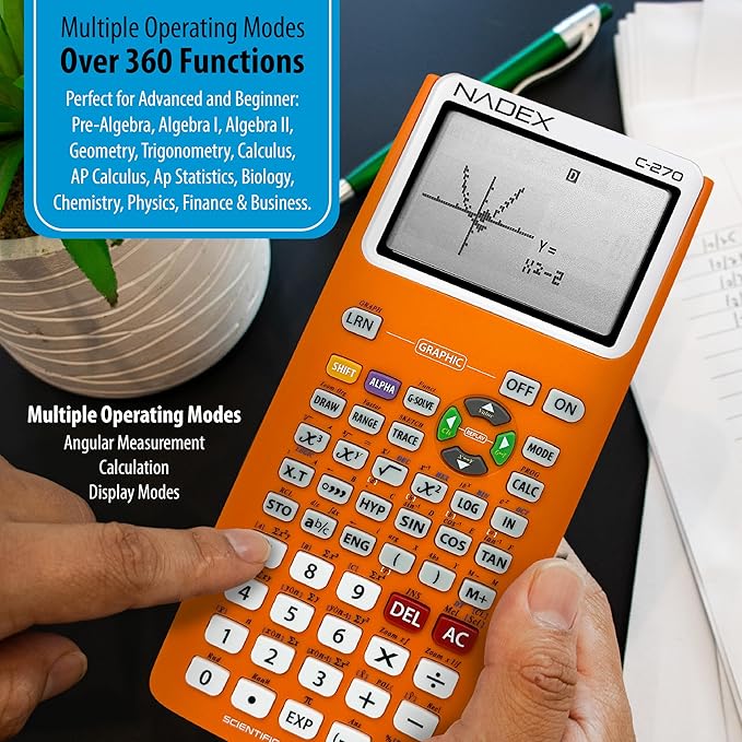 Scientific Calculator with Graph Functions for College and High School Students, Engineering, Advanced Mathematics, Calculus, Algebra, Geometery, Trigonometry, Statistics, Physics, Chemistry, Orange