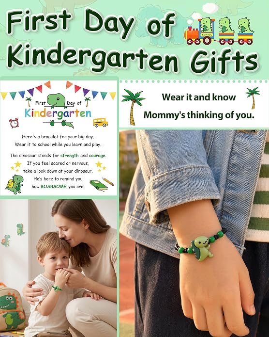 PEALICIOUS Dinosaur Bracelets for Boys, Back to School Birthday Son Gifts | First Day of Kindergarten Bracelet, Adjustable Dino Gifts Match Dinosaur Costume, Birthday Gifts for Boys Son Grandson