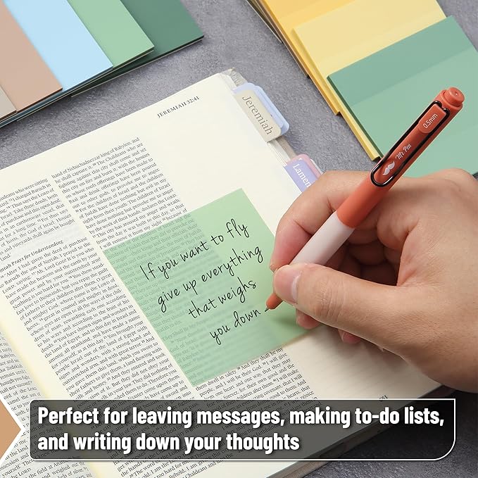 Mr. Pen- Transparent Sticky Notes, 3" x 3", 12 Pads, 600 Sheets, See Through Self-Adhesive Notes for Bible Journaling and Studying, Water-Resistant, Easy to Peel, Clean Removal