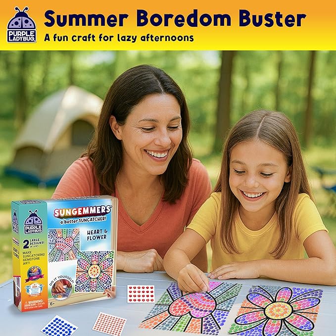 SUNGEMMERS DIY Gem-Sticker Window Diamond Art Suncatcher Kits - Summer Toys for Children, Birthday Gifts for 6 7 8 9 10 11 12 Year Old Girls & Boys, Fun Arts & Crafts for Kids Ages 8-12 6-8