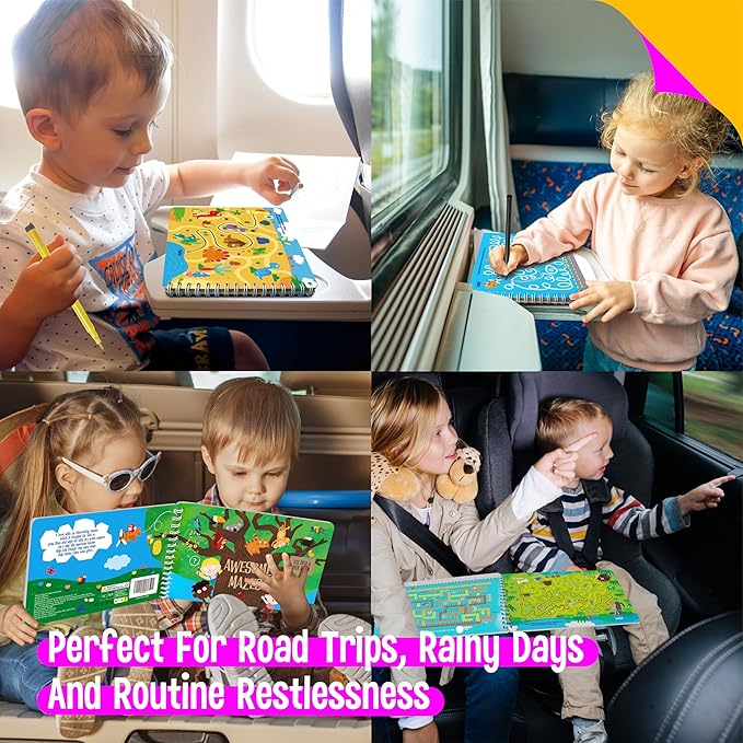 SpriteGru Dry Erase Mazes Game Pad, 30 Mazes Reusable & Erasable Book, Fun Brain Challenge Games Interesting Educational Toy and Learning Tool for Road Trip Airplane Travel
