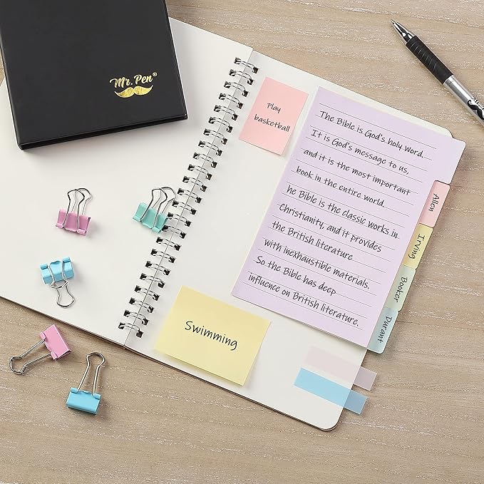 Mr. Pen- Sticky Notes Set, 410 Pack, Ruled, Dotted & Blank Notes with 150 Index Tabs, Divider Sticky Pads for Bible Study, Office, School, Planning, Journaling & Organization