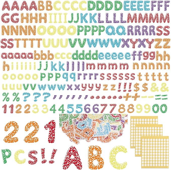 221 Pcs Composition Notebook Bulletin Board Letters, Round Alphabet Number Punctuation Symbol Combo Letter Cutouts, Colorful Classroom Decor for Summer School Chalkboard Whiteboard Poster Wall