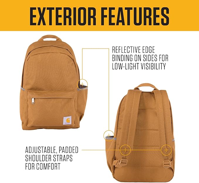 Carhartt 21L Classic Laptop Backpack, Water-Resistant Pack W/ 15" Laptop Sleeve and Organizational Compartments, Black