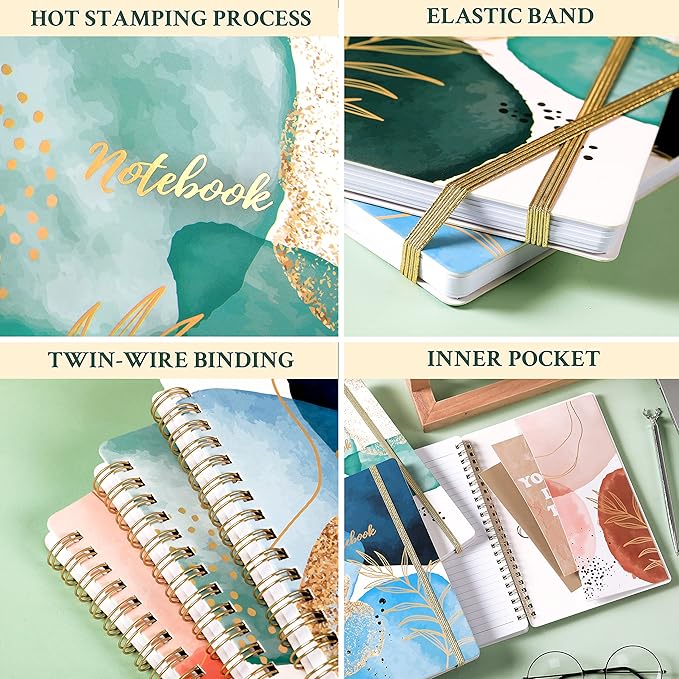 Notebook - 3 Pack A5 Lined Journal Notebooks, 8.3'' x 6'' Spiral Notebook, Journal Notebook with Thick Paper, Classic College Ruled Notebooks for Office, School Supplies
