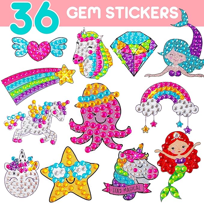 Blue Squid Diamond Art Kits for Kids – Summer Fun, Mermaid, & Unicorn - Fun & Easy DIY 5D Gem Art Kids Diamond Painting Kit - Arts & Crafts Kit, Girls, Boys Ages 6-12
