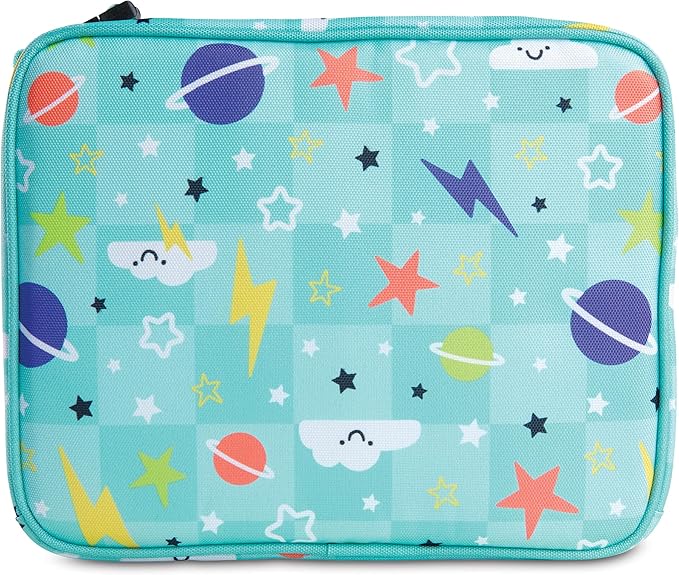 PackIt Freezable Classic Lunch Box, Happy Clouds, Built with EcoFreeze Technology, Collapsible, Reusable, Zip Closure With Zip Front Pocket and Buckle Handle, Designed for Fresh Lunch On the Go