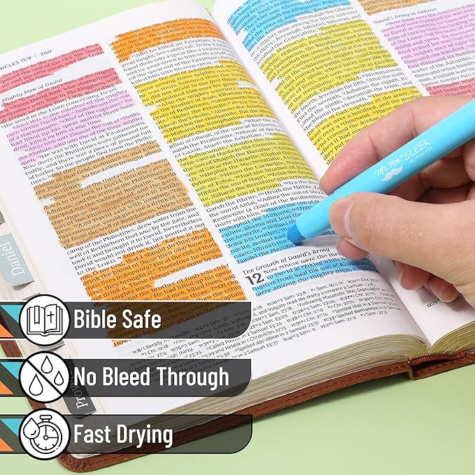 Mr. Pen- No Bleed Gel Highlighters, Dark Sunshine & Smiles, 8 Pack, Bible Highlighters and Pens No Bleed, Bible Markers for Study, Journaling, School Supplies and Accessories