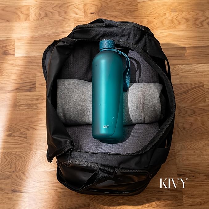 KIVY Large Water Bottle 50oz [Lightweight & Shatterproof] Fits Backpack & Cupholder for Travel, Sports, School - Extra large water bottle no straw - 1.5 Liter water bottles - 50oz Water bottle Green