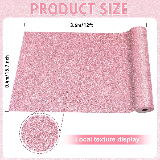 Glitter Pink Bulletin Board Roll Non-Woven Fabric Poster 15.7" x 12 Ft
