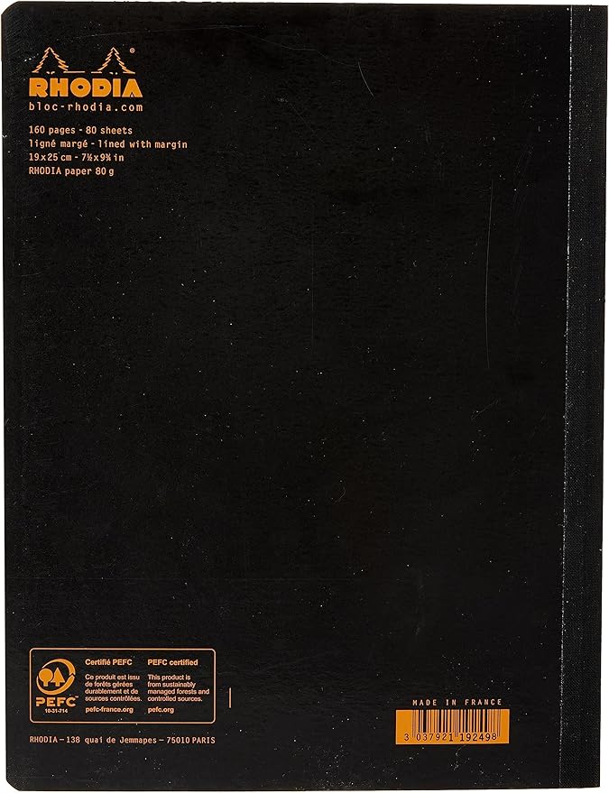 Rhodia Classic Composition Book, B5, Lined, 80 Sheets - Black (119249C)