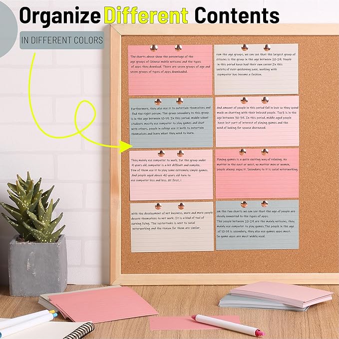 Mr. Pen- Lined Index Cards, 3"x5", 180 Cards, Morandi Colors, Bulk 3x5 Index Cards, Flashcards for Studying, School, College, Office and Home Organization, To Do List Note Cards with Ruled Lines