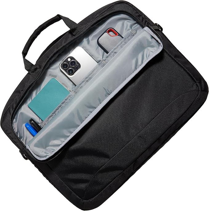 Amazon Basics Laptop Carrying Case with Shoulder Strap, 17.3 in, Black, Travel Business Briefcase, 10-Pack