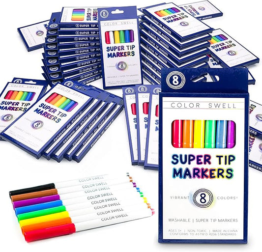 Color Swell Bulk Markers - 20 Packs 8 per Pack (160 Total) - Super Tip Bulk Markers