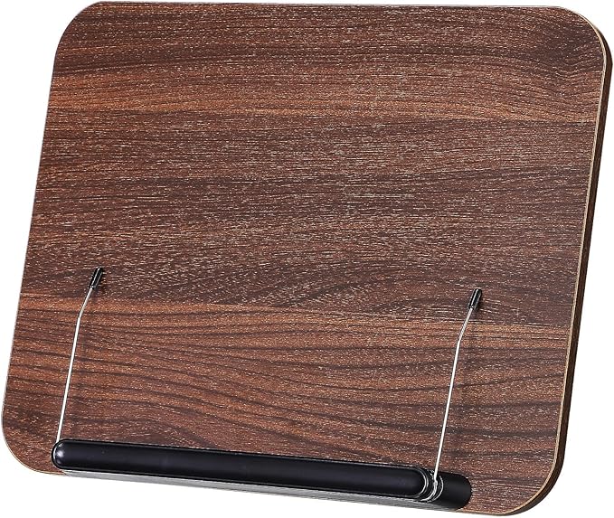 SUPVOX Adjustable Walnut Wood Book Stand for Reading and Textbooks, 13-Level Multifunctional Desktop Reading Rack for Cookbooks and Documents