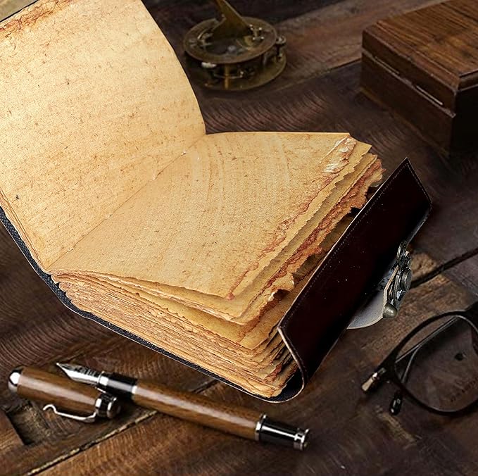 cuero Leather Sun and Moon Tiger Stone Brown Journal for Women 8X6 Leather Sketchbook Blank book Unlined Deckle Edge Paper Diary