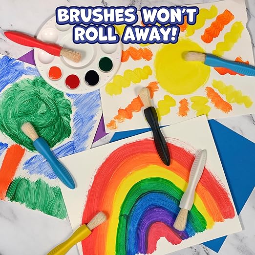 Ready 2 Learn - CE-6675 Ready 2 Learn Triangle Grip Paint Brushes - Set of 6-18m+ - Easy to Grip Paint Brushes for 2, 3 and 4 Year Olds - Encourage Writing Grip