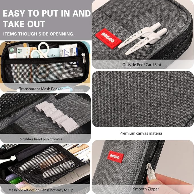 Large Capacity Pencil Case, Expandable Stationery Bag with Zipper compartments, Aesthetic Pencil Case Pouch for Office College School Students Teen Girls Boys