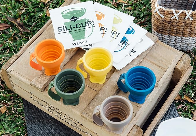 WEMUG Collapsible Travel Cup, Made with Food Grade Silicone, Portable Drinking Cup, Reusable, for Outdoor, Sili Cup (yellow)