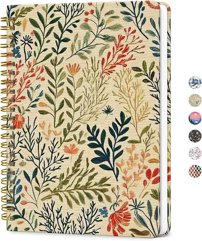 ZOTIA Lined Spiral Journal for Women, A5 Cute Hardcover College Ruled Notebook for Work, School & Note Taking, Aesthetic Writing Journal, 140 Pages (5.8" x 8.3"), Herbs