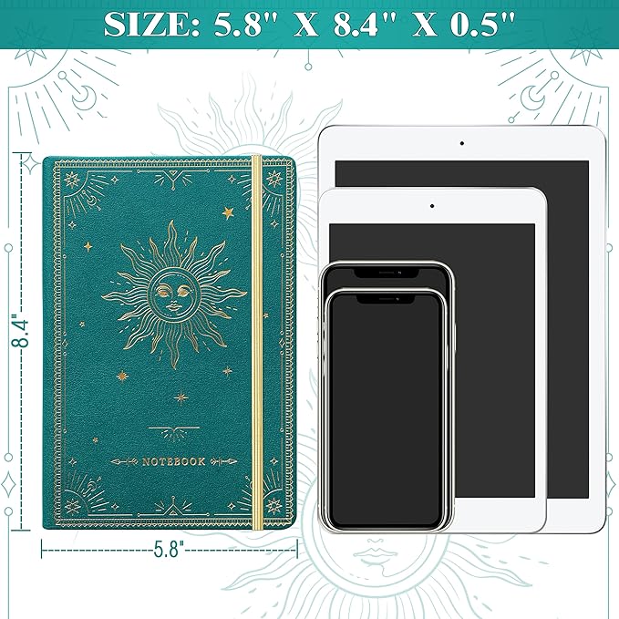 Artfan Ruled Notebook/Journal – Premium Thick Paper Faux Leather Classic Writing Notebook with Pocket + Page Dividers Gifts, Banded, Large, 144 Pages, Hard Cover, Lined (5.8 x 8.4) - Jungle Green
