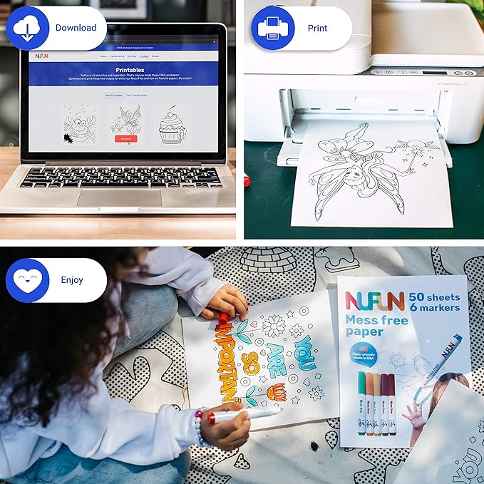 NuFun Activities Mess Free Markers - Create No Mess Wonders with Special Coloring Markers for Kids and Toddlers, created to work only on Mess Free paper (6 count)