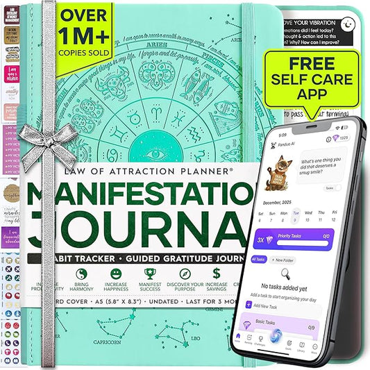 Manifestation Journal for Women and Men — 5 Minute Manifesting and Goals Journal | 3 Month Undated Daily Planner | Law of Attraction Planner, Affirmations, Gratitude | Vision Board + Stickers