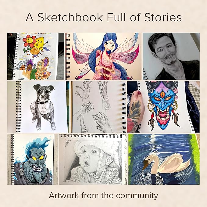 Artist’s Sketchbook Hardcover – 200GSM Very Thick Paper – Large, Spiral Sketch Book for Drawing and Mixed Media – Sketch Pad, Art Book - 8.25 x 11.4, 40 Sheets / 80 Pages