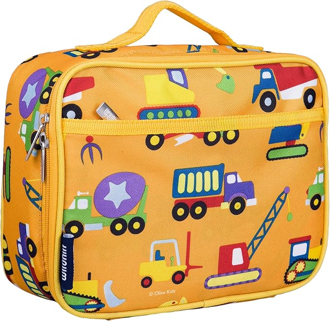 Wildkin Kids Insulated Lunch Box, Keeps Food Hot or Cold, BPA-Free with Mesh Pockets & Easy-Clean Lining – Ideal for School, Travel & Daycare – Under Construction