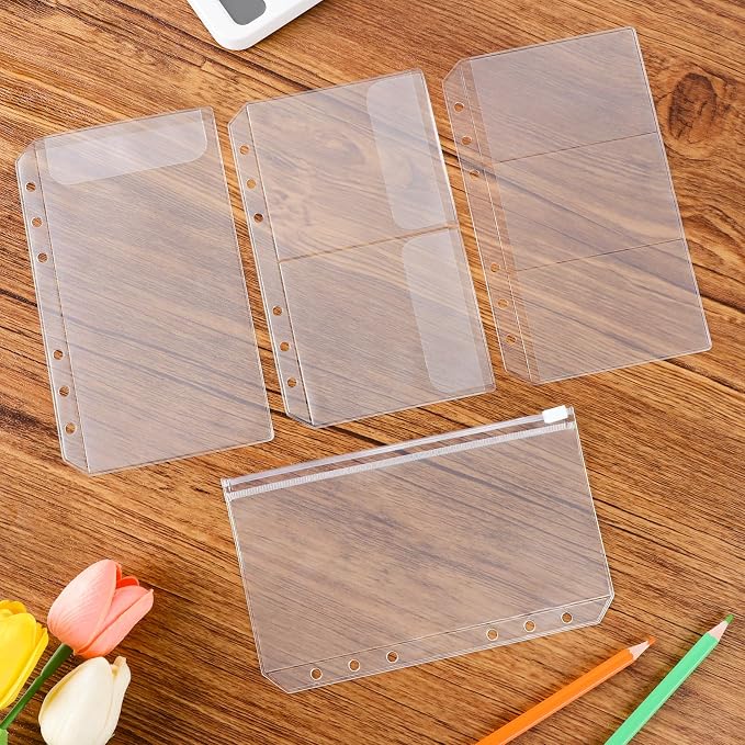 12PCS A6 Binder Pockets, 6 Holes Budget Cash Envelopes