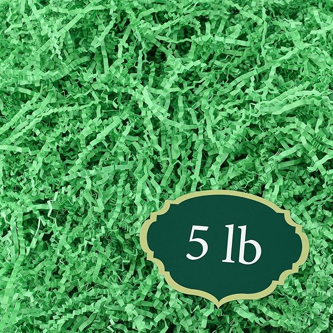 Arcadia Garden Products 5 lbs - Green Crinkle Shredded Color Paper Filler Box Stuffing for Gift Wrapping & Crafts, Basket Filling, Confetti, Packaging & Shipping - RPC05GN