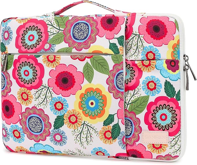 360° Protective Laptop Sleeve Case Bag Cover with Handle For iPad 12.9 inch,MacBook Pro Air 13" and 12.5 inch-13.3 inch Laptop (Flowers)