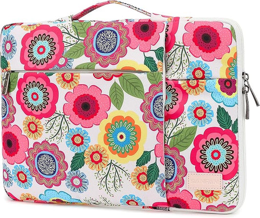 360° Protective Laptop Sleeve Case Bag Cover with Handle For iPad 12.9 inch,MacBook Pro Air 13" and 12.5 inch-13.3 inch Laptop (Flowers)
