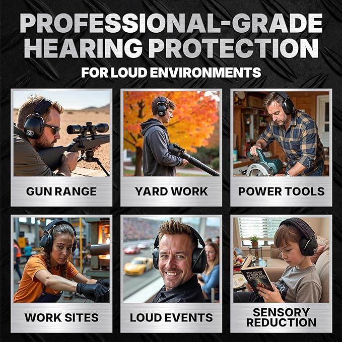 DECIBEL DEFENSE Professional Safety Ear Muffs 37dB NRR - The HIGHEST Rated & MOST COMFORTABLE Ear Protection For Shooting & Industrial Use - THE BEST HEARING PROTECTION...GUARANTEED (BLUE)