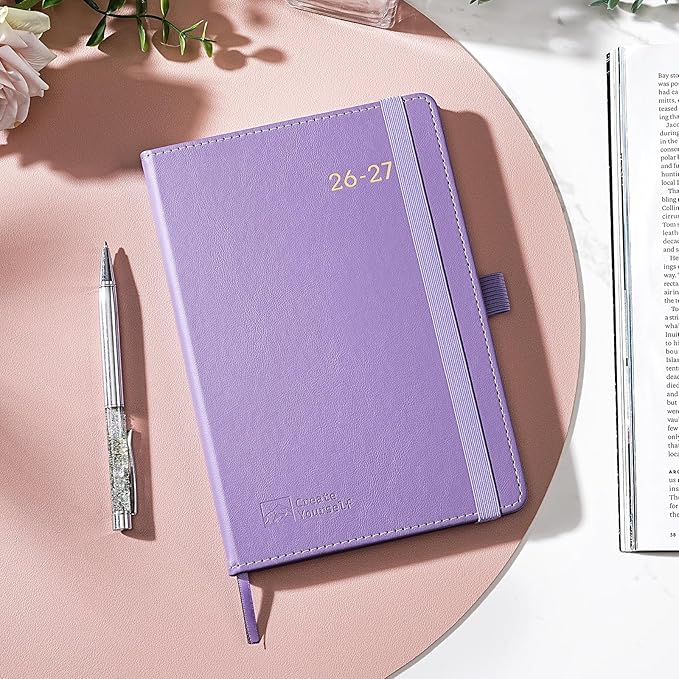 2026-2027 Planner - Academic Planner 2026-2027 Weekly Monthly Planner, July 2026 - June 2027, 5.7'' x 8.4'', Thick Paper, Leather Cover, Pen Holder, Back Pocket, Perfect Daily Organizer - Purple