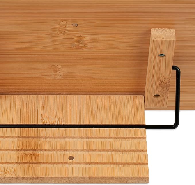 Relaxdays Bamboo Reading Stand 4 Tilt Angles Folding Book Shelf H x W 19 x 28 cm for Books & Tablets Natural