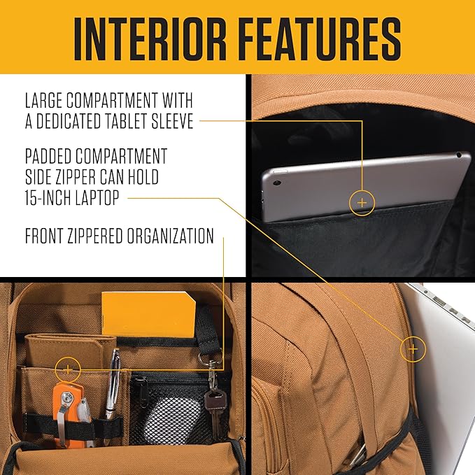 Carhartt 28L Dual-Compartment Backpack, Durable Pack with Laptop Sleeve and Duravax Abrasion Resistant Base, Black