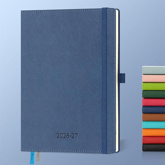 Weekly Monthly 2026-2027 Planner (July 26-Dec 27),8.5"x6.5",18 Months Agenda Plan with Month Tabs & Pocket,Expenses/Note Pages, Academic Calendar with Vegan Leather Cover,Blue