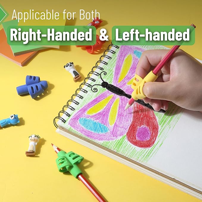 Mr. Pen- Pencil Grips for Kids Handwriting, 4 Pack with 4 Clips, Bright Colors, Flexible Silicon Pencil Holder for Kids, Right & Left-Handed