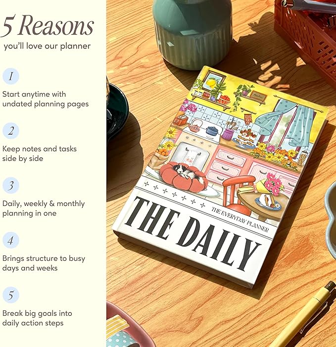 Notcoy Undated Daily Planner and Notebook, Aesthetic Hardcover Productivity Planner with To-Do List, Habit Tracker, Weekly & Monthly Views - Everyday