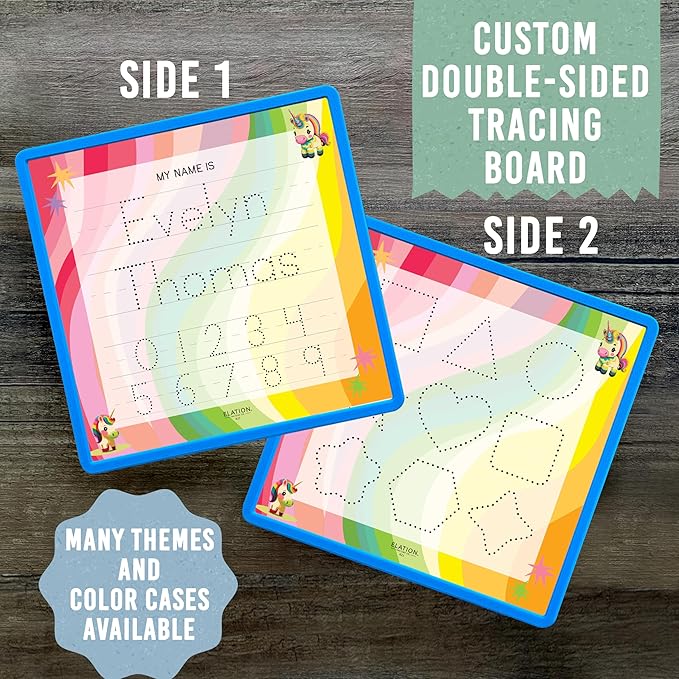 Kid's Name Tracing Board | Dry Erase Letter Tracing | Reusable Writing Practice Board | Personalized | Baby Unicorn Theme