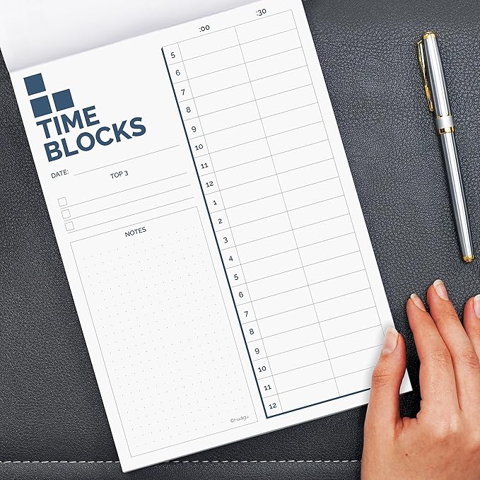 Time Blocking Planner (11.7" x 8.3"), Daily Time Box, Best ADHD Tool, Undated Daily Schedule Organizer, Daily Planner Notepad, Hourly Planner For Office Productivity, To Do List Notepad.