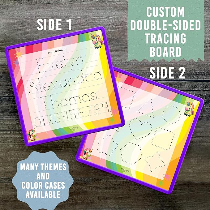 Kid's Name Tracing Board | Dry Erase Letter Tracing | Reusable Writing Practice Board | Personalized | Baby Unicorn Theme
