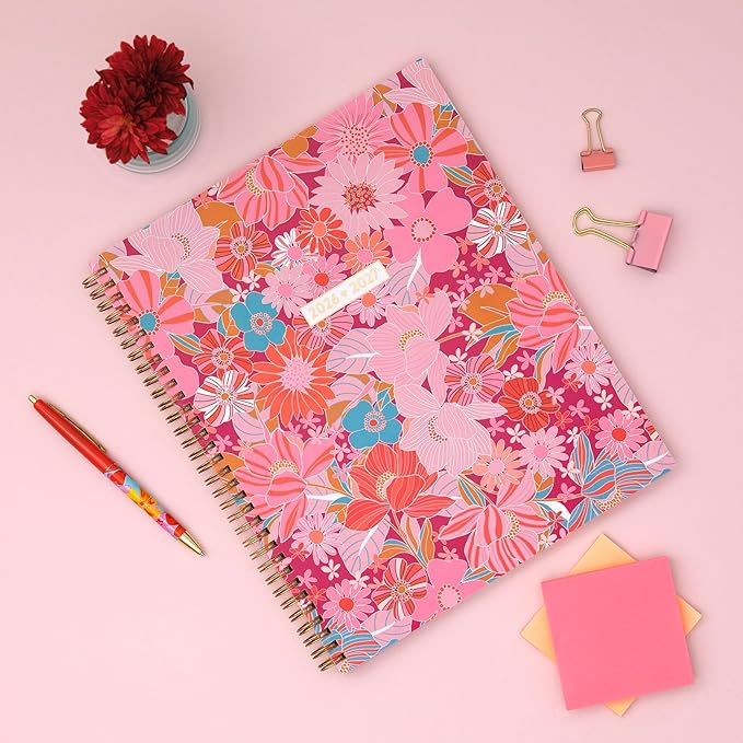 Blue Sky Color Me Courtney 2026-2027 Weekly and Monthly Academic Year Planner Calendar, July 2026 - June 2027, 8.5" x 11", Flexible Cover, Wirebound, Laminated Tabs, Storage Pocket, Includes Stickers, Bloom Pink