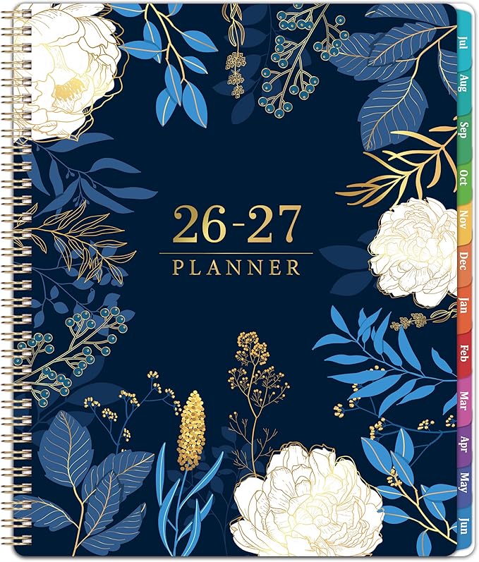 Planner 2026-2027 - Academic Planner 2026-2027, Jul 2026 - Jun 2027, Planner Weekly and Monthly, 8.5" x 11", Monthly Tabs, Twin-Wire Binding, Holidays, Back Pocket, Habit Tracker