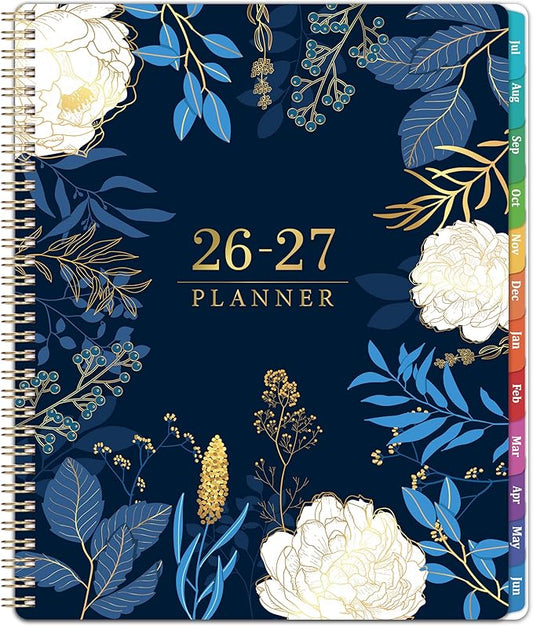 Planner 2026-2027 - Academic Planner 2026-2027, Jul 2026 - Jun 2027, Planner Weekly and Monthly, 8.5" x 11", Monthly Tabs, Twin-Wire Binding, Holidays, Back Pocket, Habit Tracker