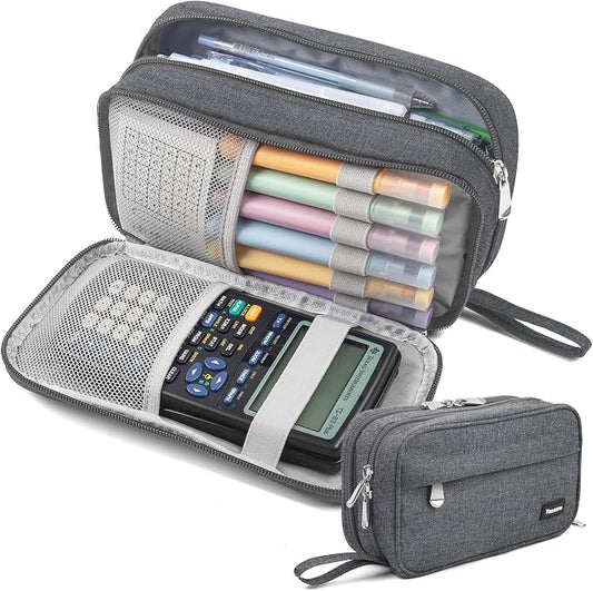 Pencil Case Big Capacity Pen Pouch Large Storage Holder Marker Pen Bag Durable 3 Compartment School Office Desk Organizer Portable Cute Zipper Stationery for Kids Teen Student Boys Girls Adults