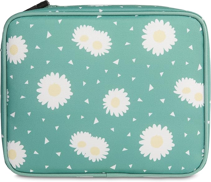 PackIt(R) Freezable Classic Lunch Box, Daisy Sage, Built with EcoFreeze(R) Technology, Collapsible, Reusable, Zip Closure With Zip Front Pocket and Buckle Handle, Designed for Fresh Lunch On the Go