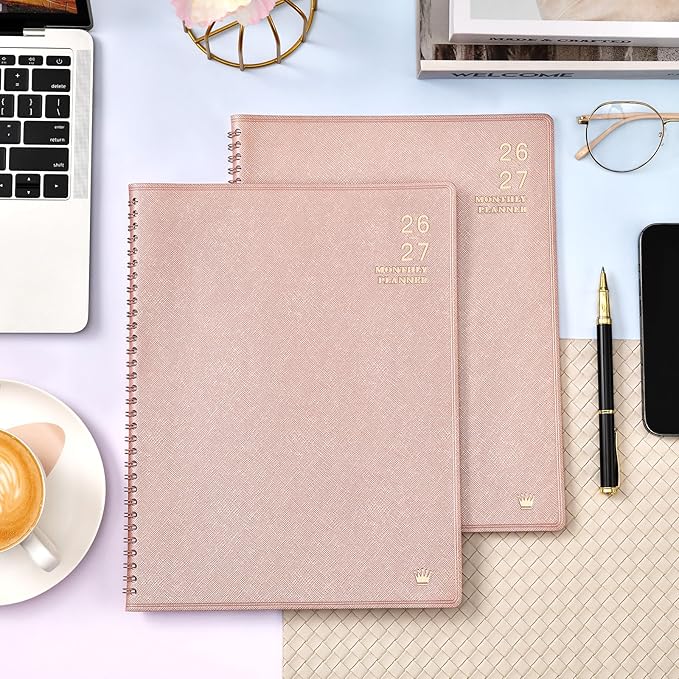 2026-2027 Monthly Planner - 2026-2027 9'' x 11'' Monthly Planner/Calendar from JUL. 2026 - DEC. 2027, 12-Months Calendar Spiral Bound with Soft Leather Cover, 15 Note Pages, Tabs, Inner Pocket