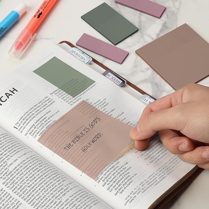 Mr. Pen- Transparent Sticky Notes Set, 200 Sheets, Transparent Sticky Notes and Planner Tabs with Black Fineliner Pen for Bible Study, Office, School, Planning, Journaling & Organization